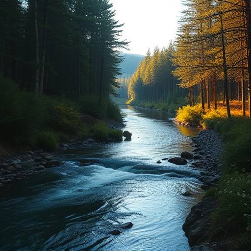 Affiche du film 'Le Chant des Rivi√®res' avec une image paisible d'une rivi√®re traversant une for√™t