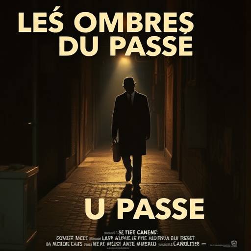 Affiche du film 'Les Ombres du Pass√©' avec une silhouette myst√©rieuse dans une ruelle sombre