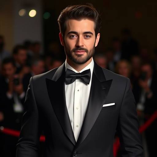 Tahar Rahim portant un smoking noir classique avec un nœud papillon au Festival de Cannes 2024